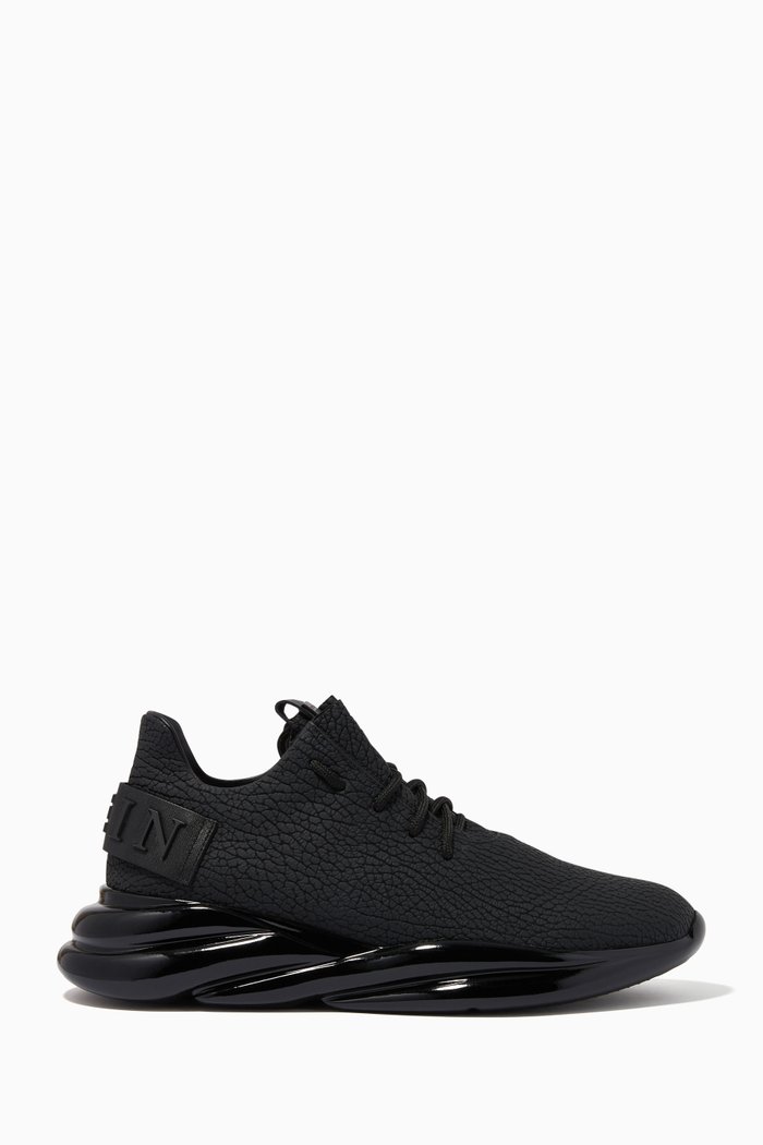 

Skywalker Runner Sneakers in Tumbled Leather, Black