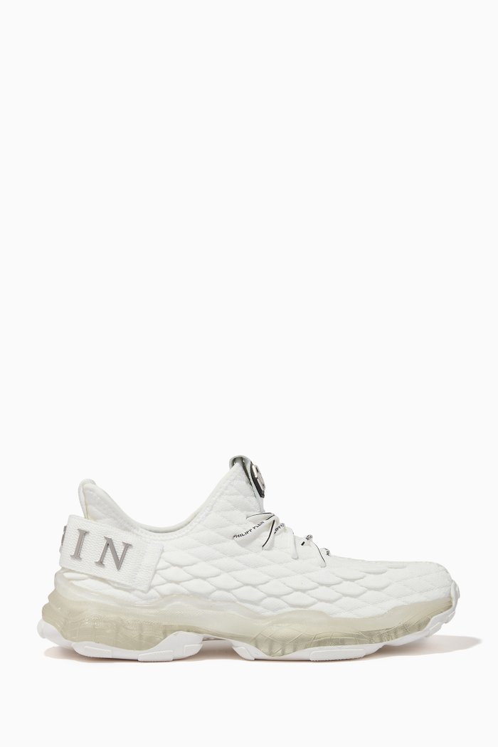 Hyper $hock Runner Sneakers in Quilted Techno Jersey, White