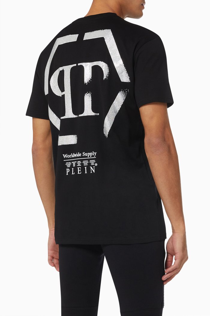 

Rhinestones PP Hexagon T-shirt in Cotton Jersey, Black
