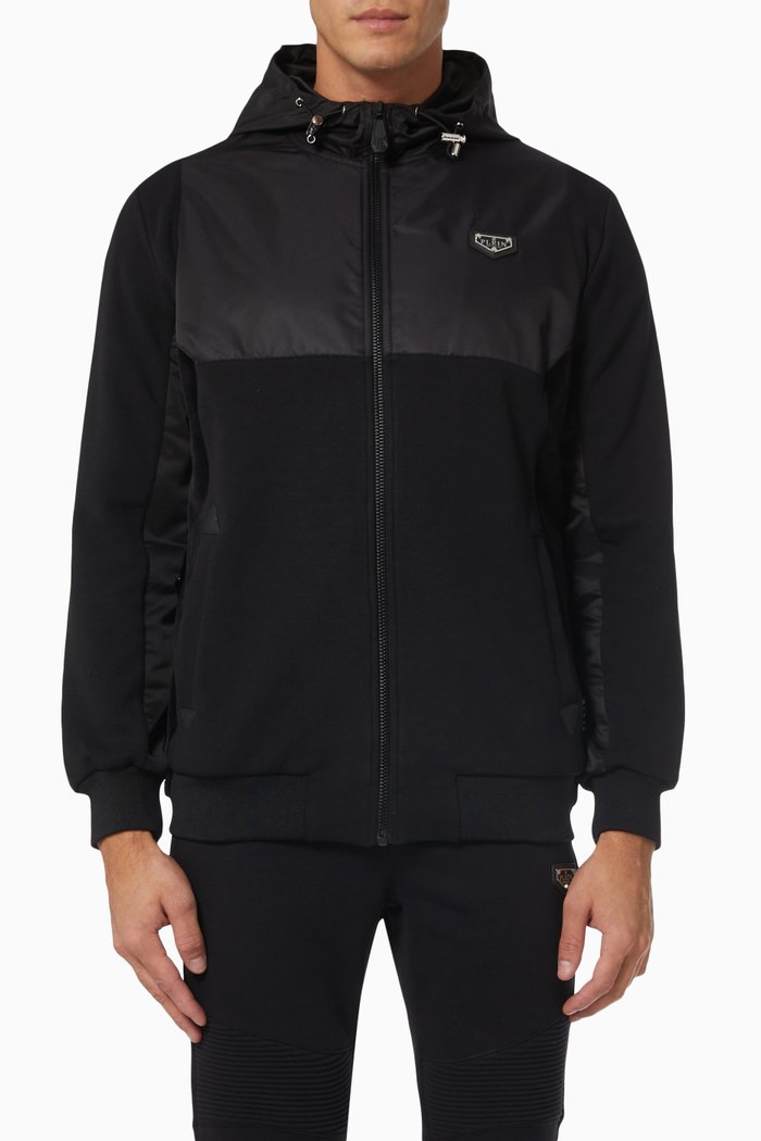 

Iconic Plein Jogging Hoodie in Cotton Fleece, Black