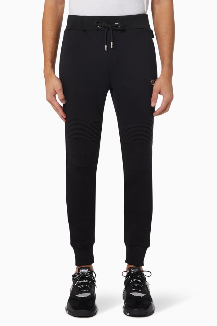 

Iconic Plein Jogging Pants in Cotton Fleece, Black