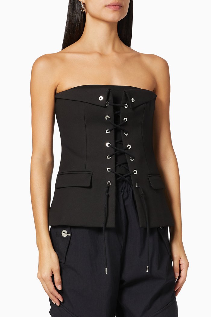 

Laced Tailored Bustier in Cotton, Black