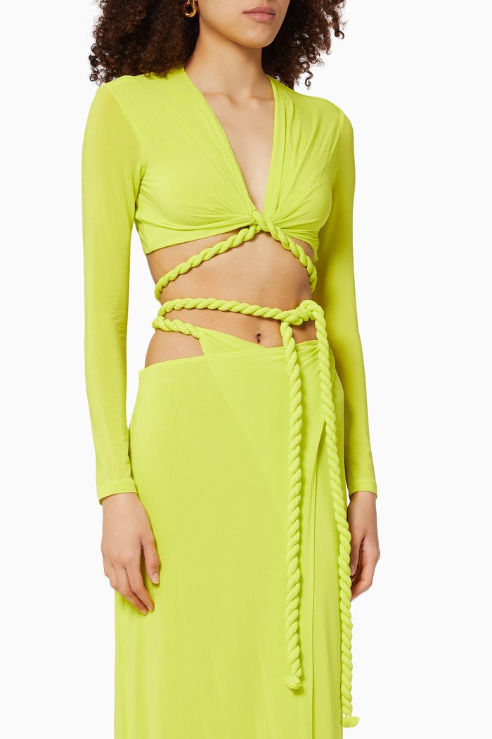 

Rope Wrap Top in Viscose, Yellow