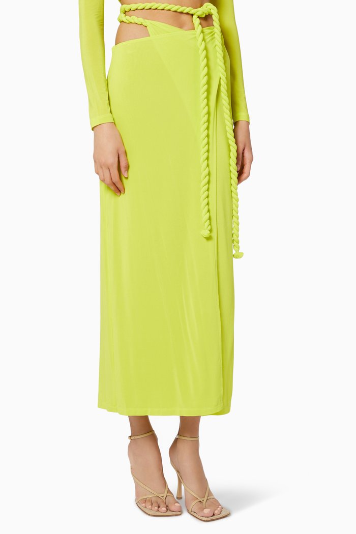 

Rope Wrap Midi Skirt in Viscose, Yellow