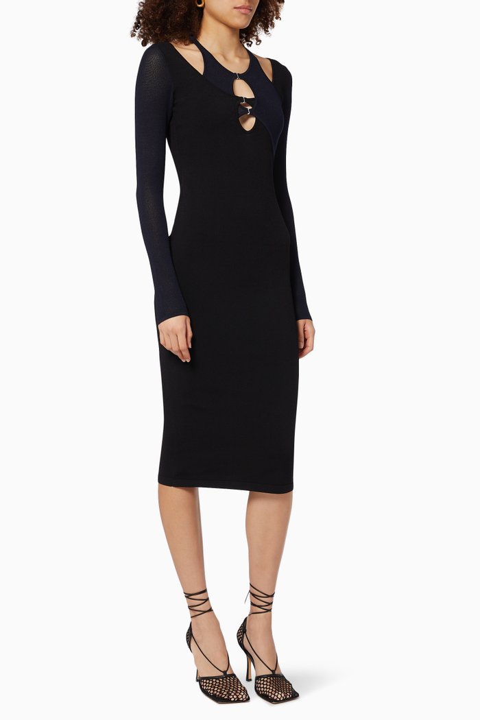 Cut-out Midi Dress, Black
