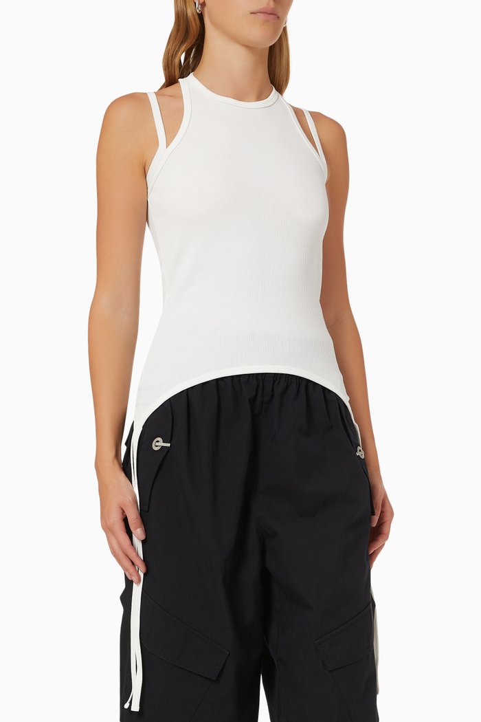 

Split Tie Up Tank Top in Cotton Jersey, Neutral