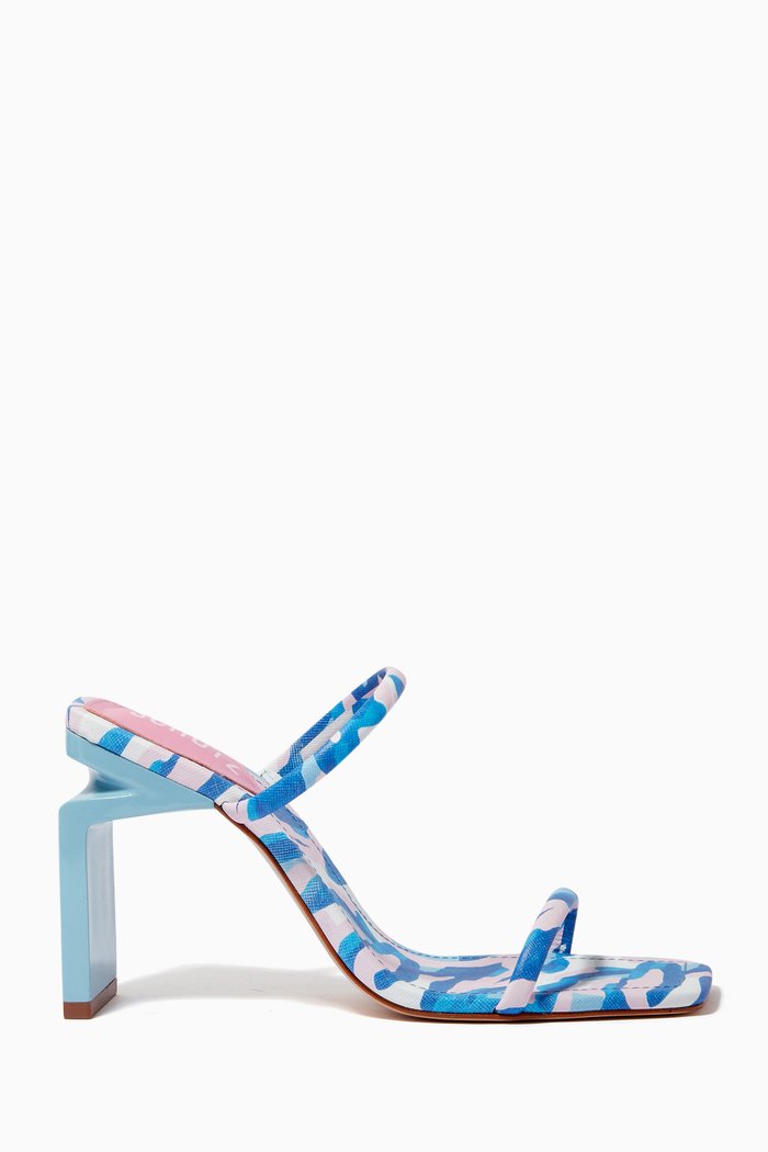 

Kattie 103 Geometric Heel Sandals in Nubuck Leather, Multicolour
