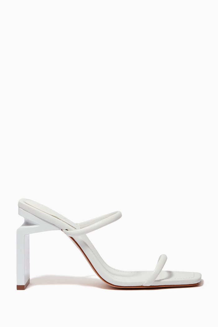 

Kattie 103 Geometric Heel Sandals in Nubuck Leather, White