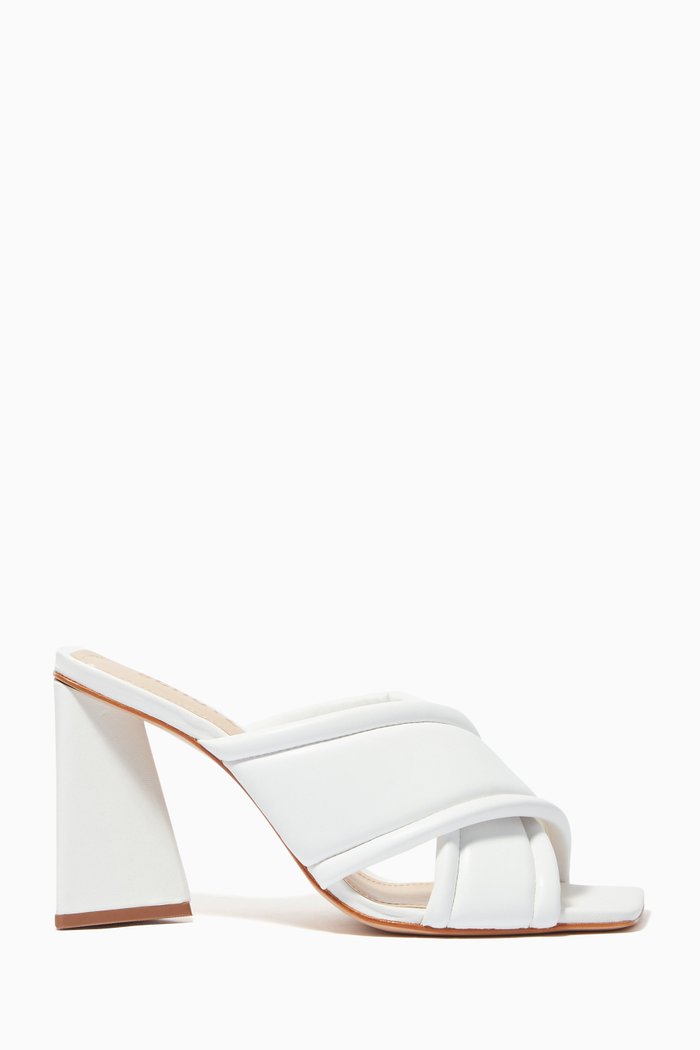 

Criss-cross Mule Heel Sandals in Leather, White