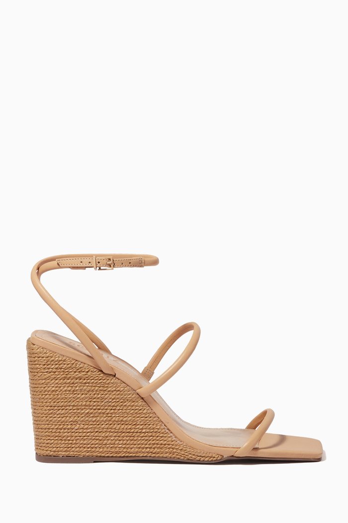 

Anabela Wedge Heel Sandals in Leather & Jute, Neutral