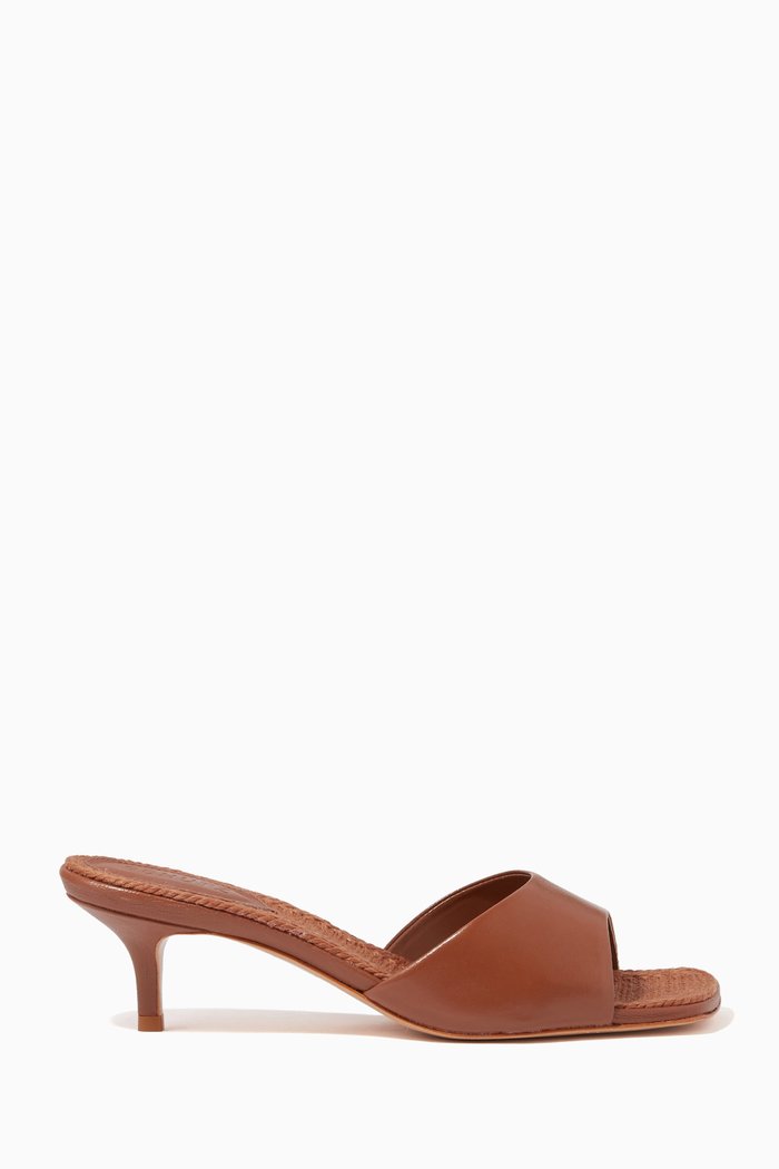 

Summer Palm Beach Lo Mule Sandals in Leather, Brown