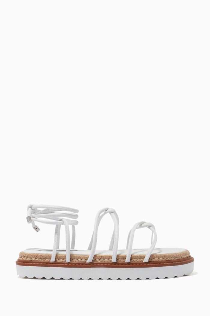 

Summer Palm Beach Flatform Sandals in Leather, White