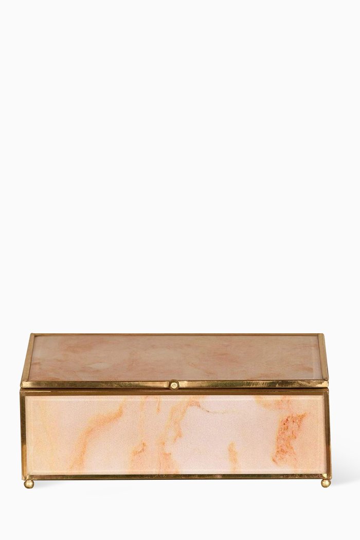 Large Jewellery Box in Marble Glass, Neutral