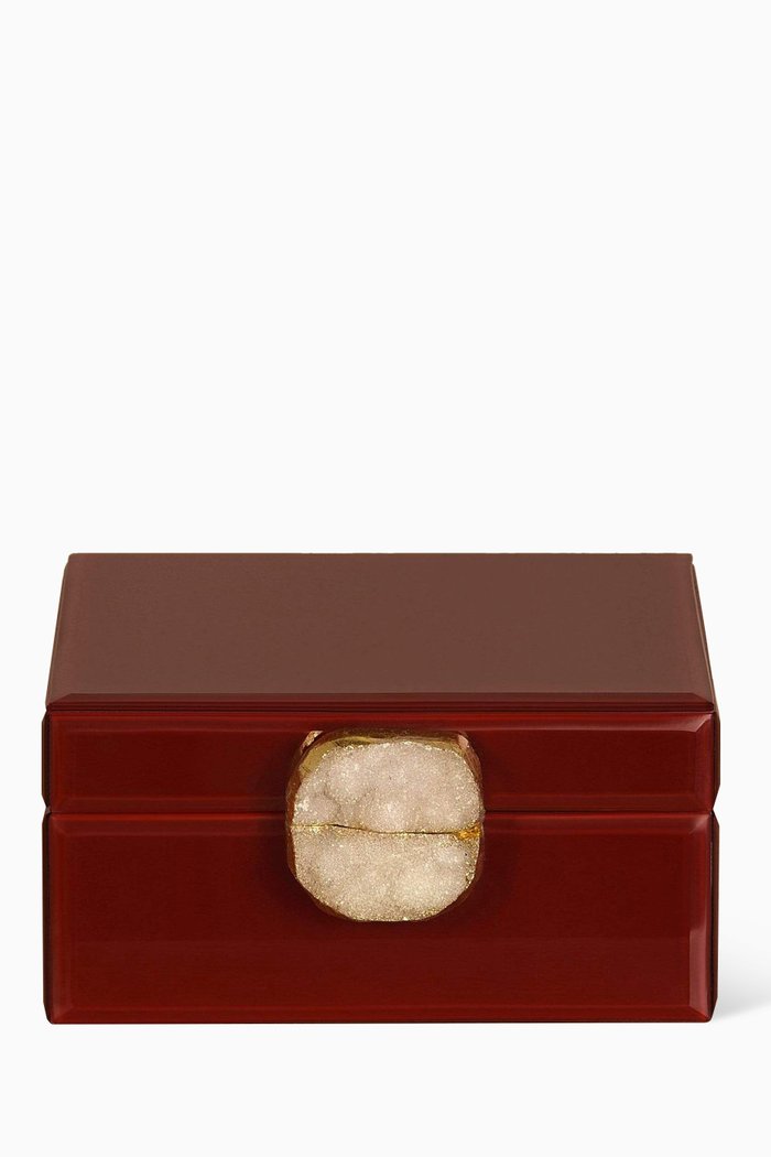 

Large Jewellery Box in Glass with Stone Knobb, Burgundy