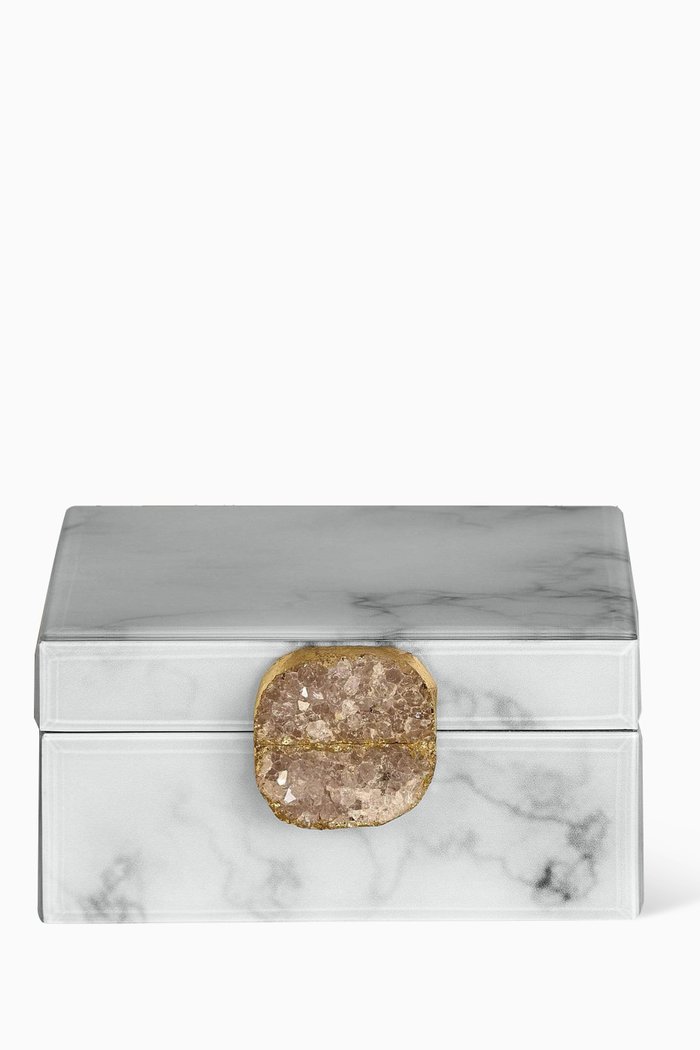 

Large Jewellery Box in Glass with Stone Knobb, White