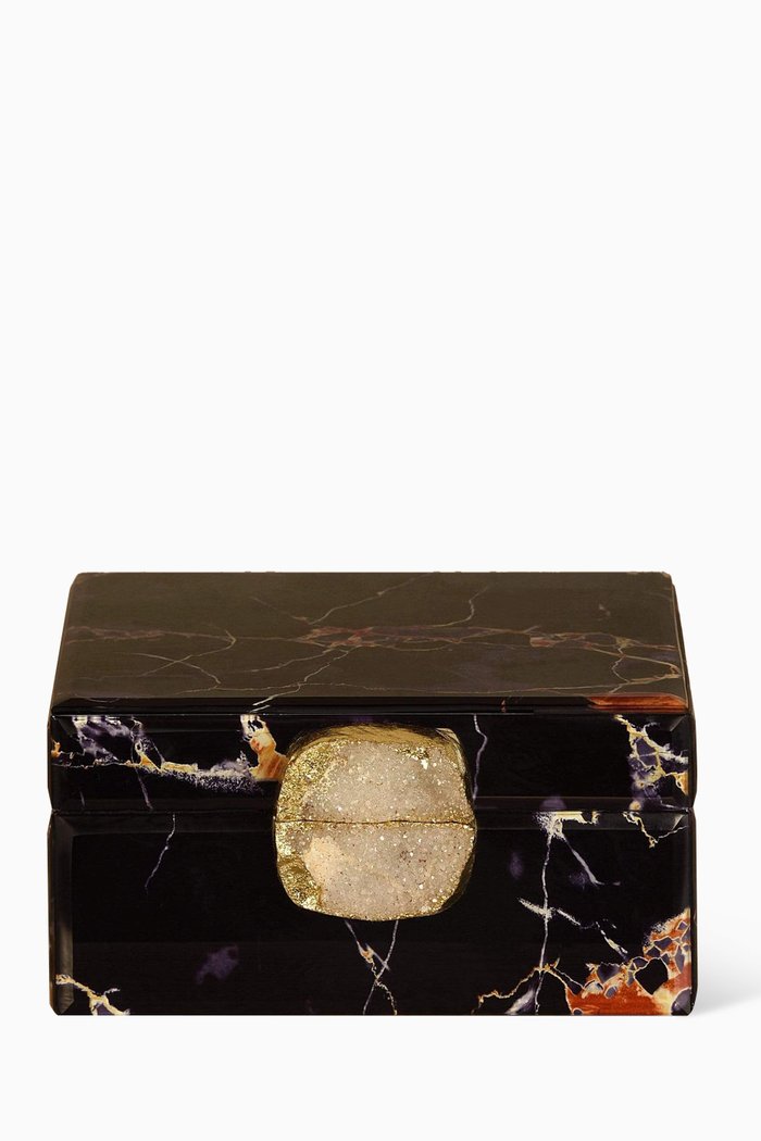 

Large Jewellery Box in Glass with Stone Knobb, Black
