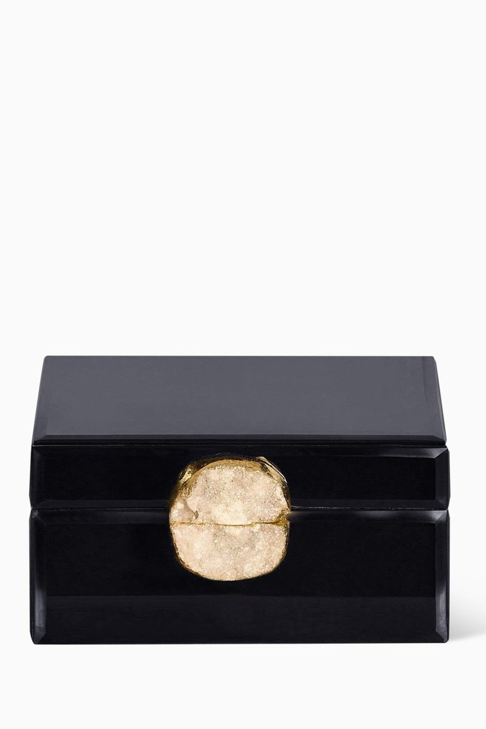 

Large Jewellery Box in Glass with Stone Knobb, Black