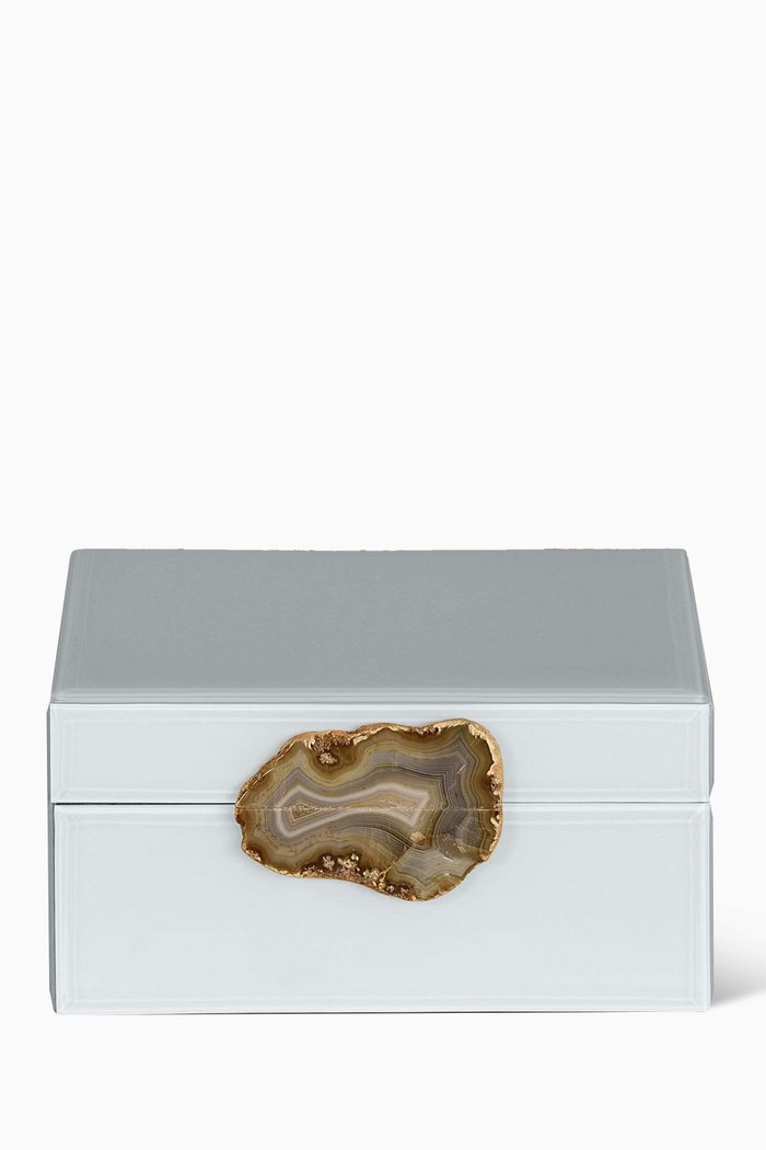 

Large Jewellery Box in Glass with Stone Knob, White