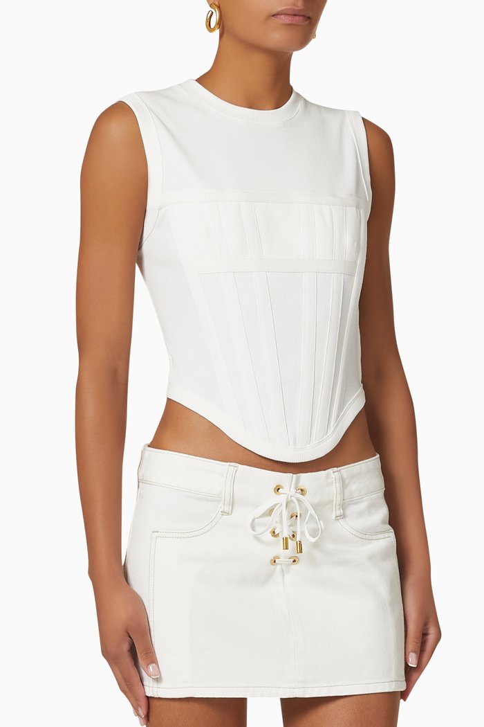 

Rib Corset Tank Top in Cotton, Neutral