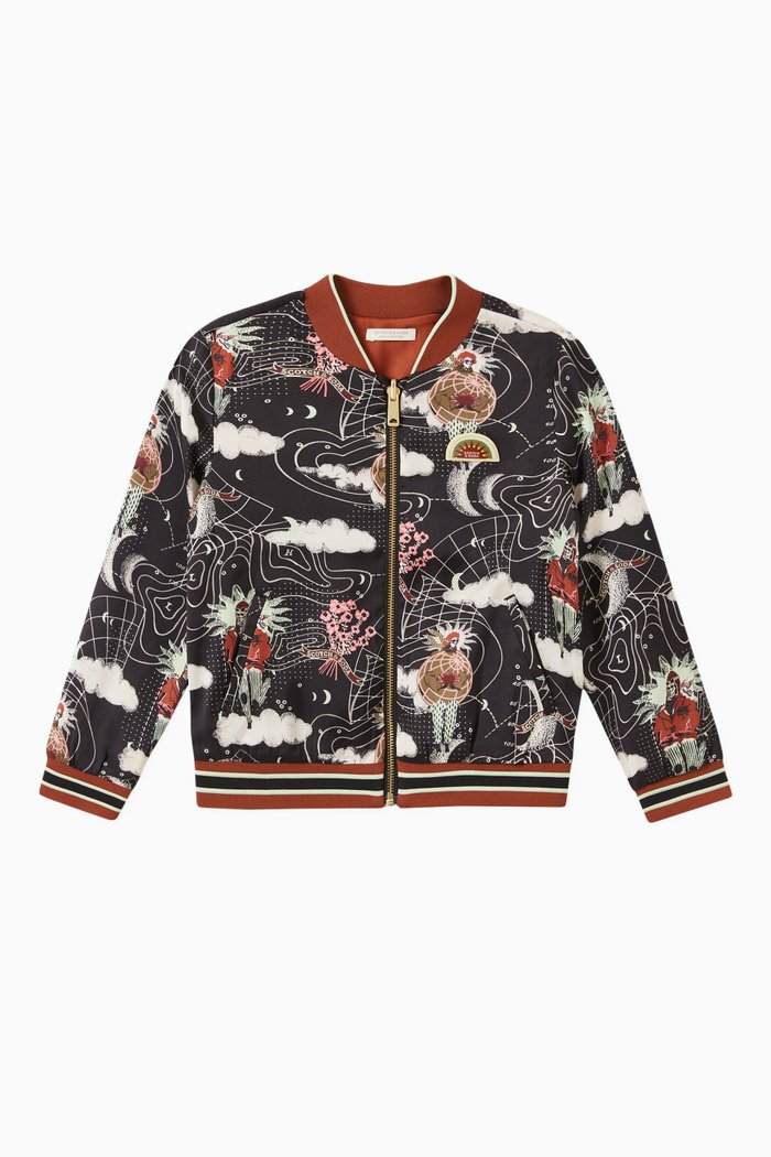 

Printed Reversible Bomber Jacket in Polyester, Multicolour