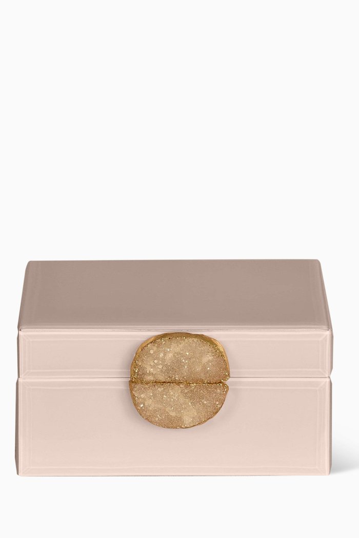 

Large Jewellery Box in Glass with Stone Knob, Pink