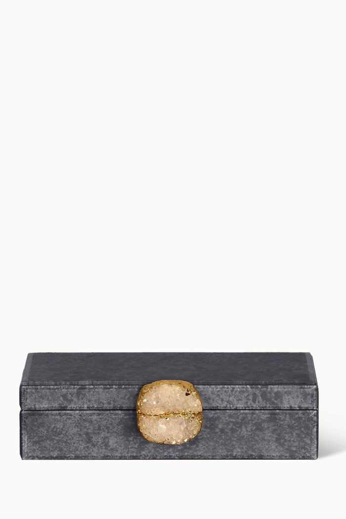 

Large Jewellery Box in Glass with Stone Knobb, Grey