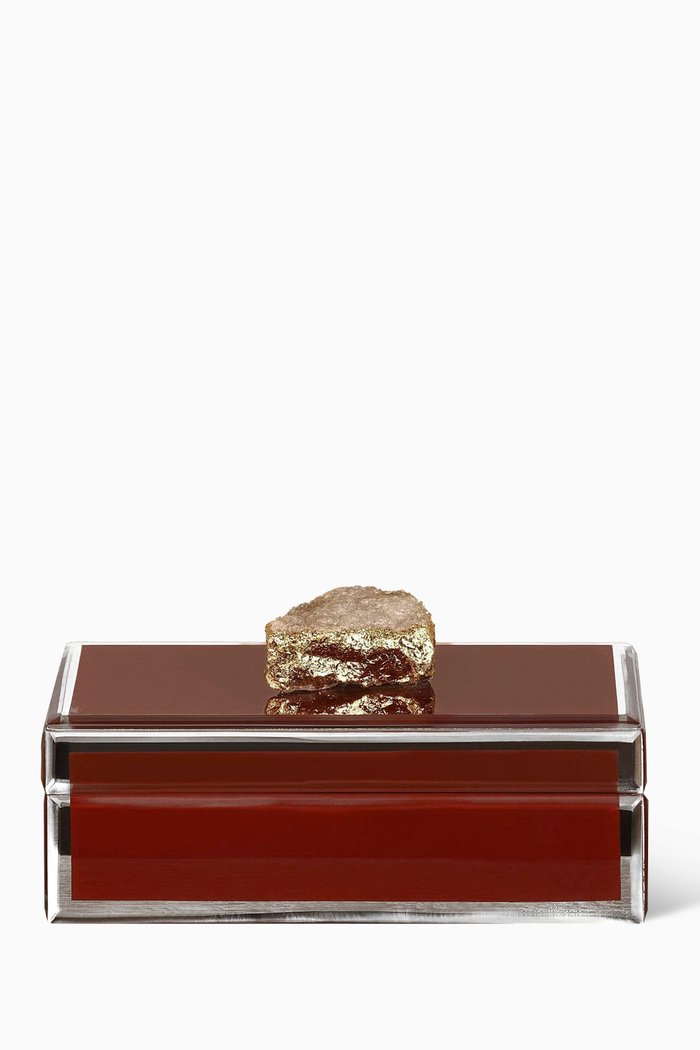 

Large Jewellery Box in Glass with Stone Knob, Red