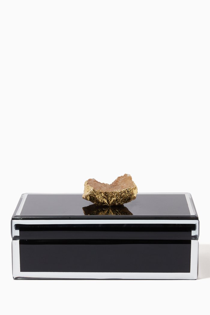 

Large Jewellery Box in Glass with Stone Knobb, Black