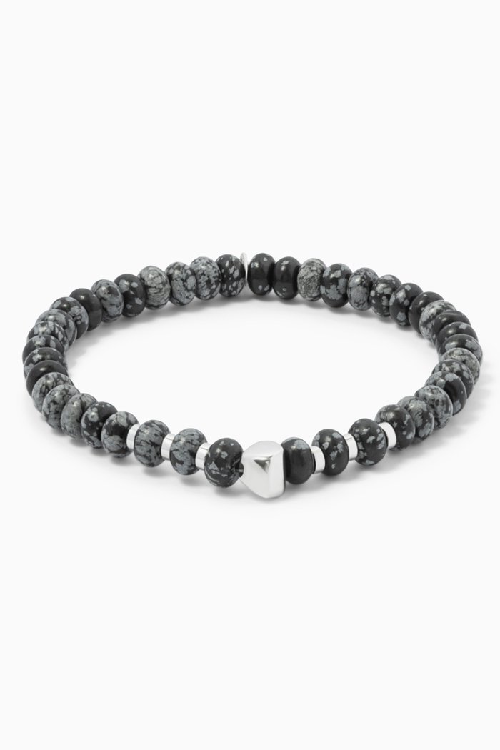 

Medium Nepal Nuovo Bracelet in Obsidian & Sterling Silver, Grey