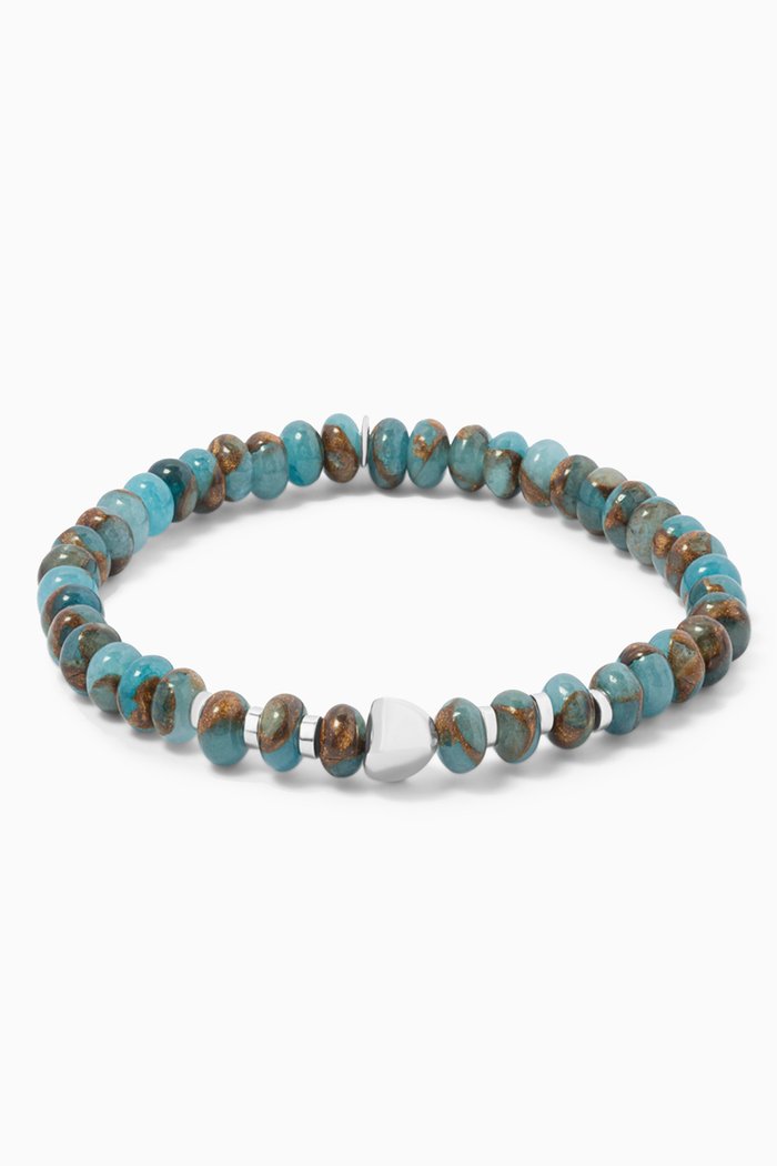 

Large Nepal Nuovo Bracelet in Jasper & Sterling Silver, Blue