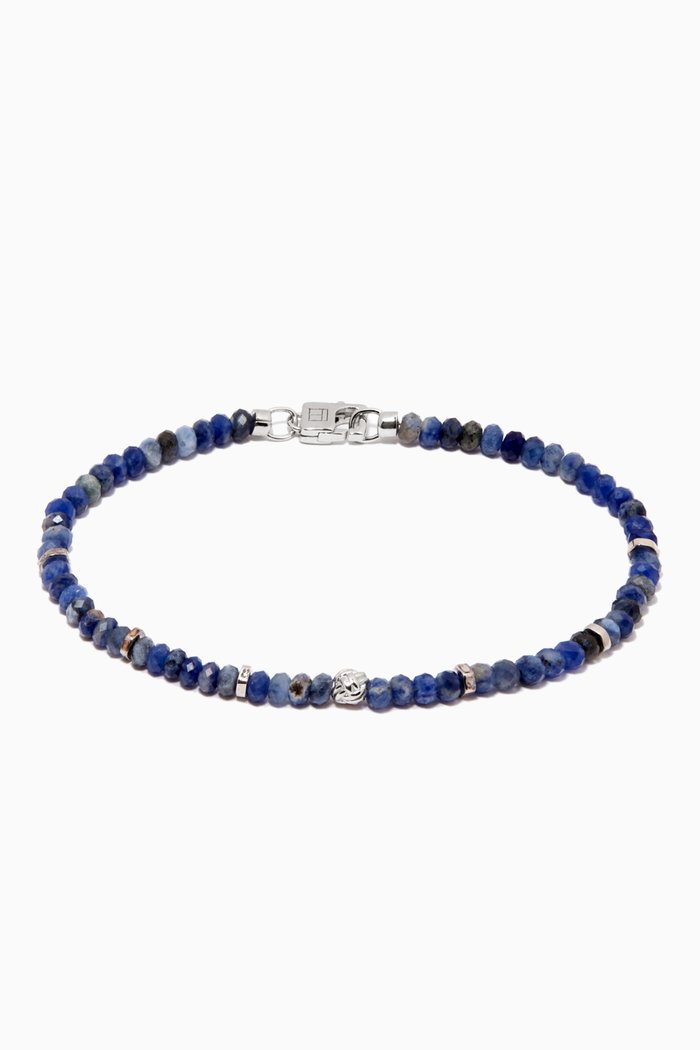

Large Nodo Bracelet with Sodalite in Sterling Silver, Blue