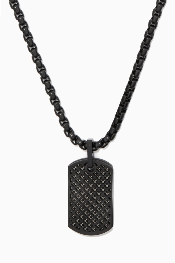 

Dog Tag Necklace in Stainless Steel, Black