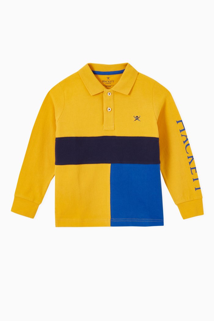 

Split Panel Polo T-shirt in Cotton, Multicolour