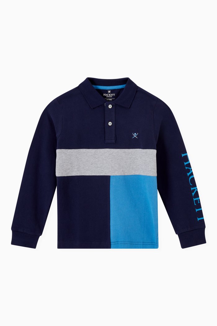 Split Panel Polo T-shirt in Cotton, Multicolour