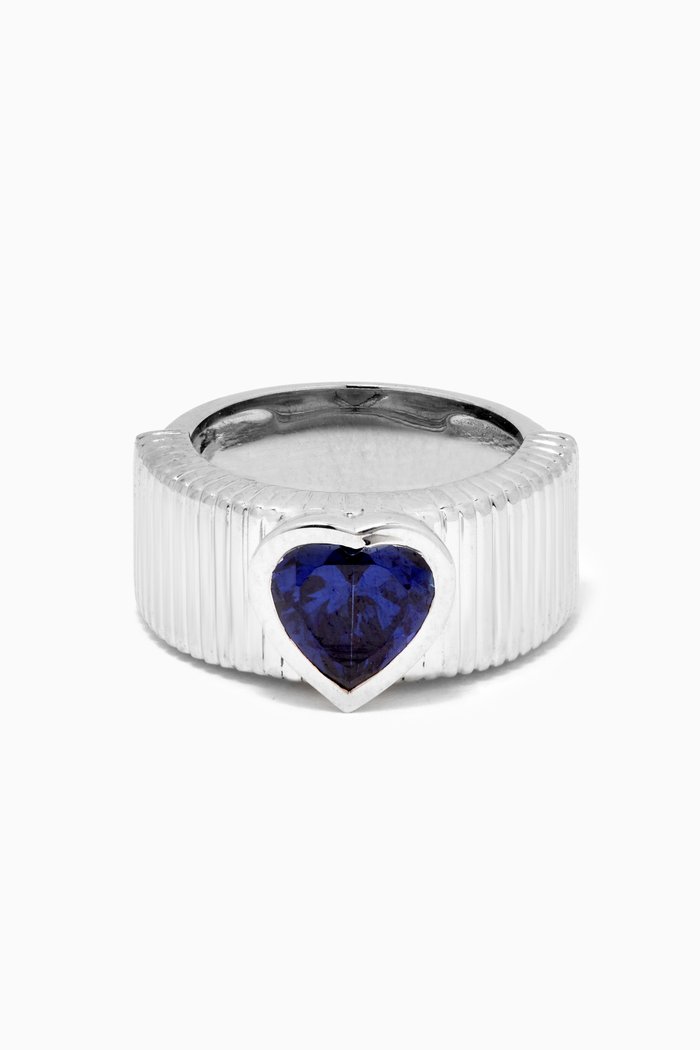 

Chunky Heart Ring in Sterling Silver, Blue