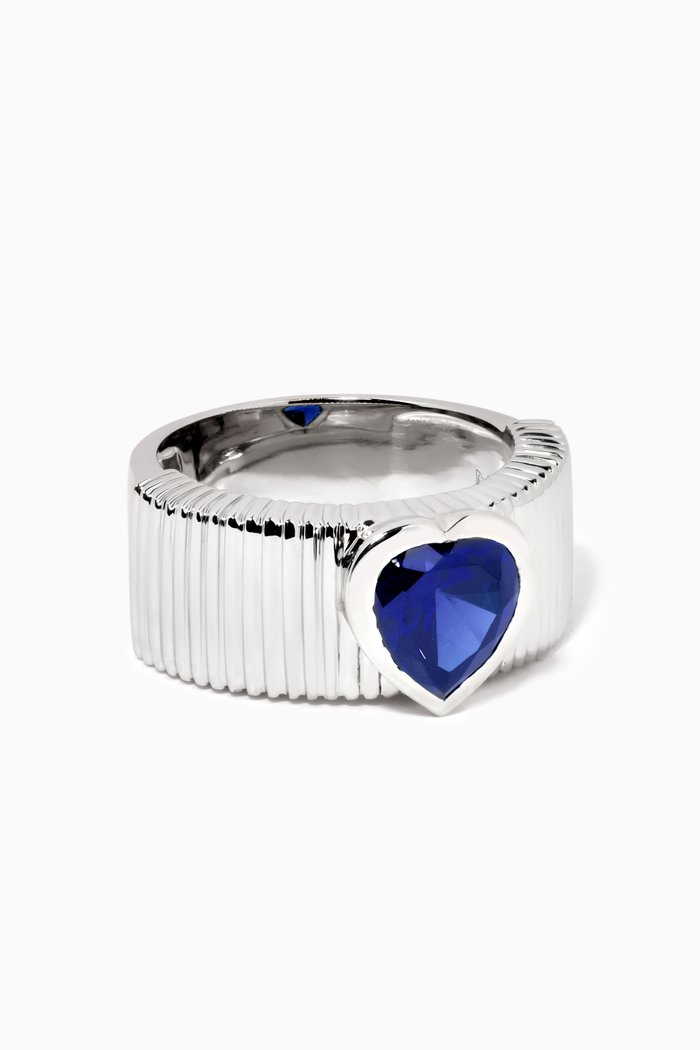 

Chunky Heart Ring in Sterling Silver, Blue