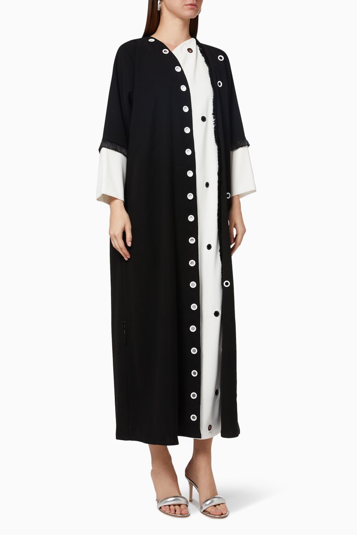 

Two Tone Abaya in Silk, Black