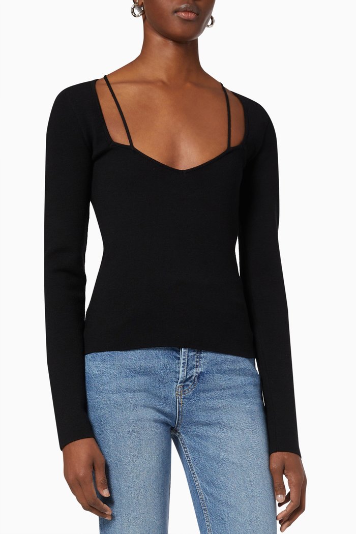 

Comillas Top in Merino Wool, Black