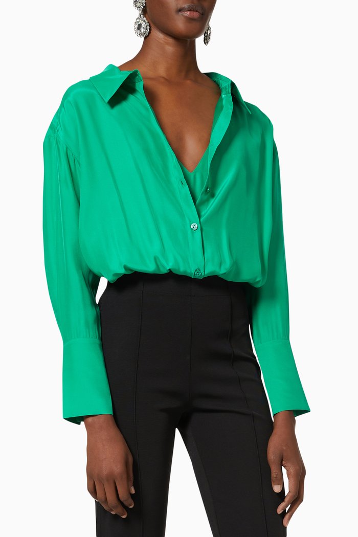 

Kura Bodysuit in Silk, Green