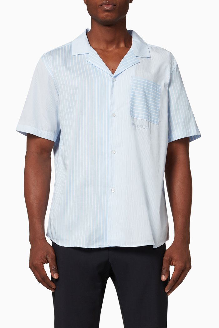 

Leland SS Shirt in Stripe Poplin, Blue
