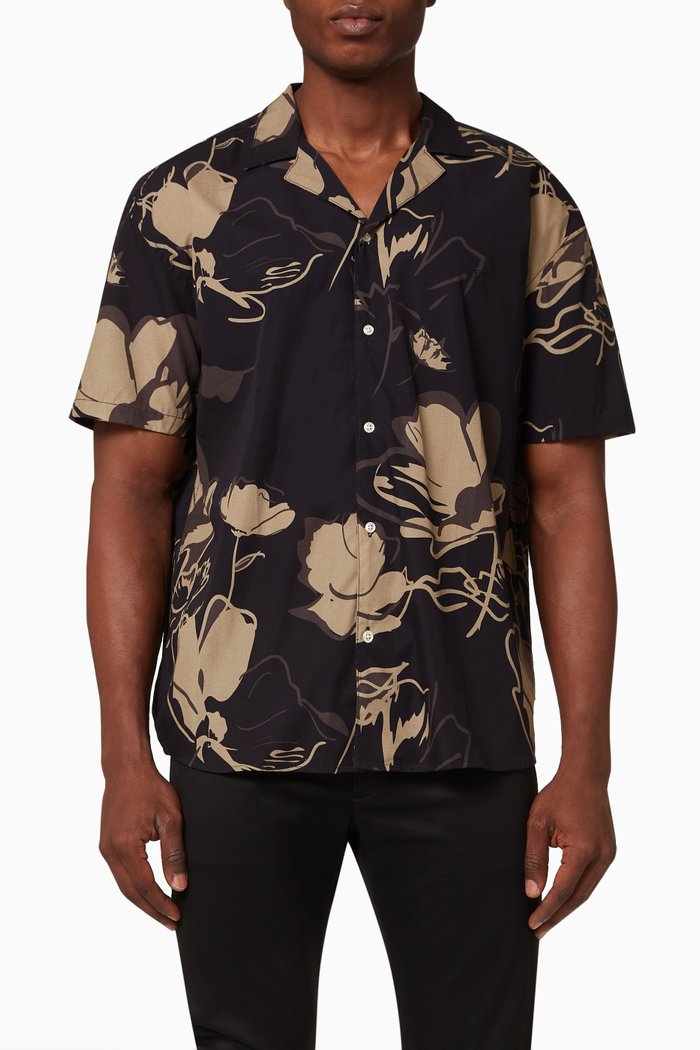 

Kian Printed Shirt in Poplin, Black