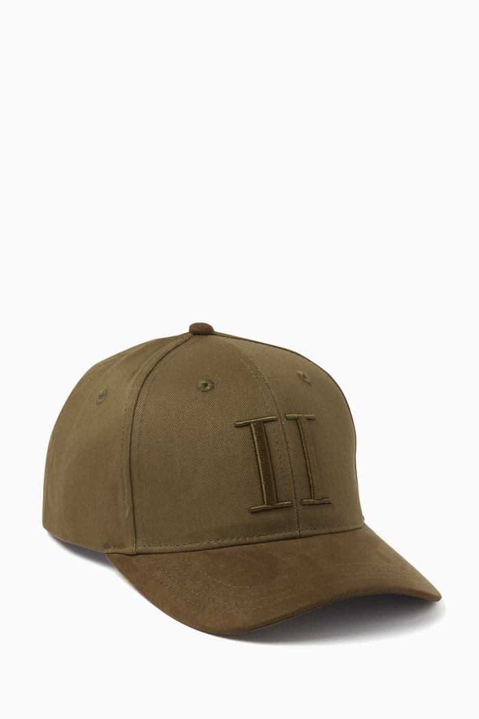Baseball Cap II in Suede & Cotton, Green