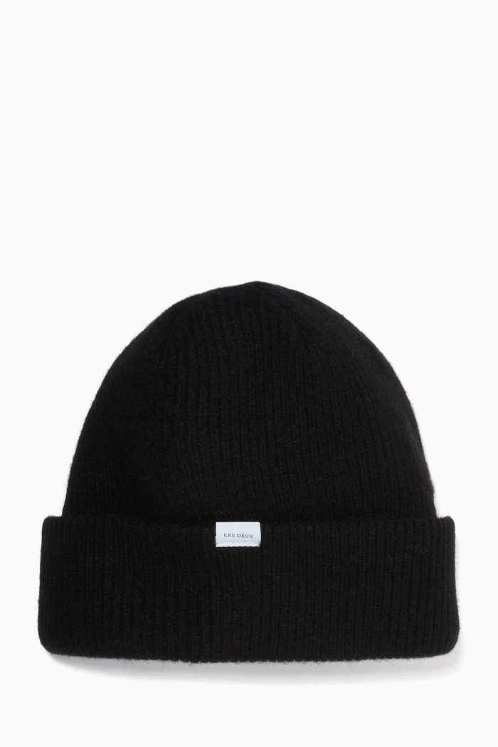 

Wayne Beanie in Ribbed Wool, Black