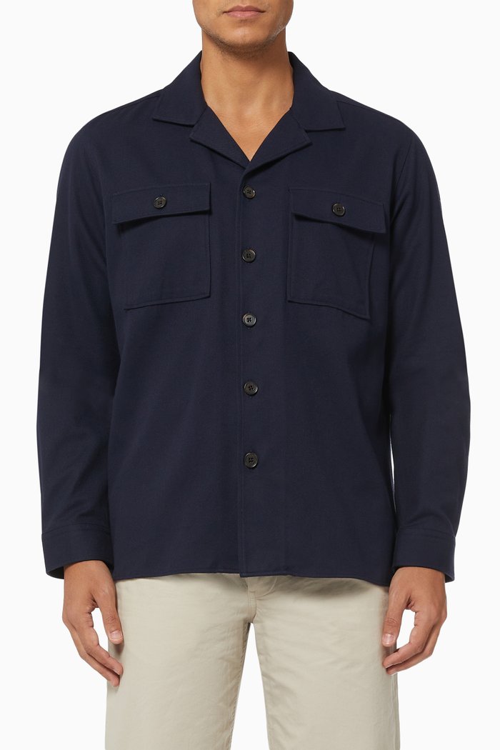 

Joe Hybrid Shirt in Cotton Twill, Blue