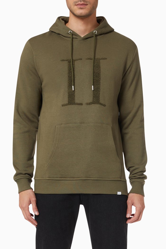 

Encore Bouclé Hoodie in Brushed Cotton Blend, Green