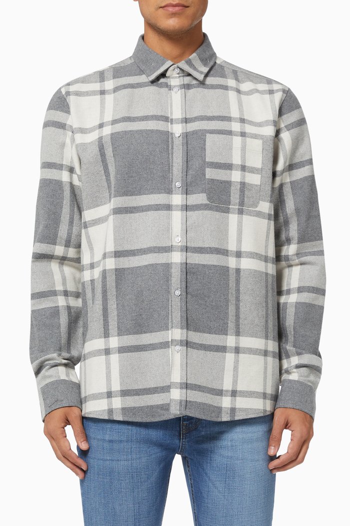 

Jeremy Check Shirt in Flannel, Grey