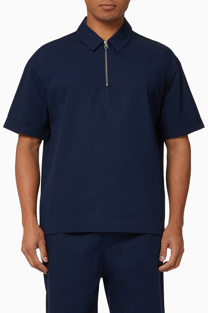 

Jeffrey Halfzip Polo Shirt in Twill, Blue