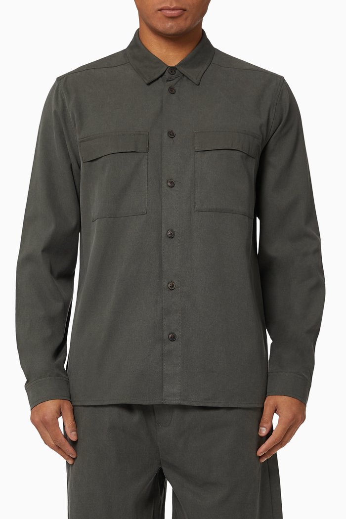 

Keegan Hybrid Shirt in Tencel, Grey