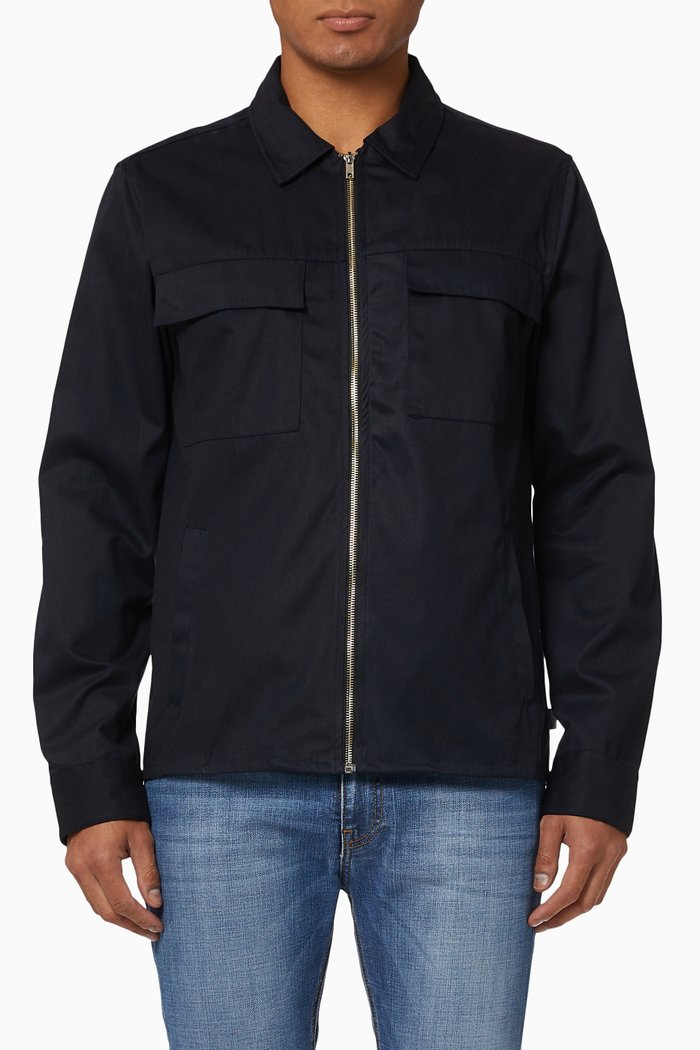 

Marseille Zipper Hybrid Jacket in Twill, Blue