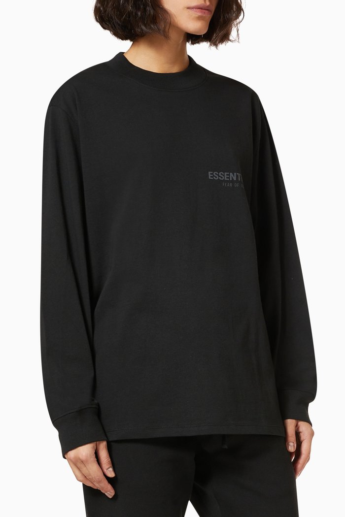 

Long Sleeve T-shirt in Cotton, Black